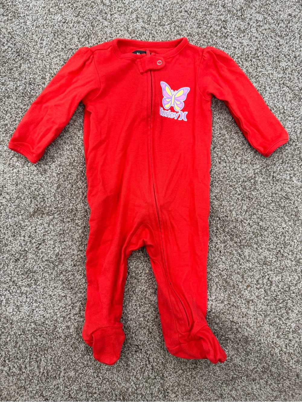 Hurley Bright Red Butterfly Footed One-Piece
